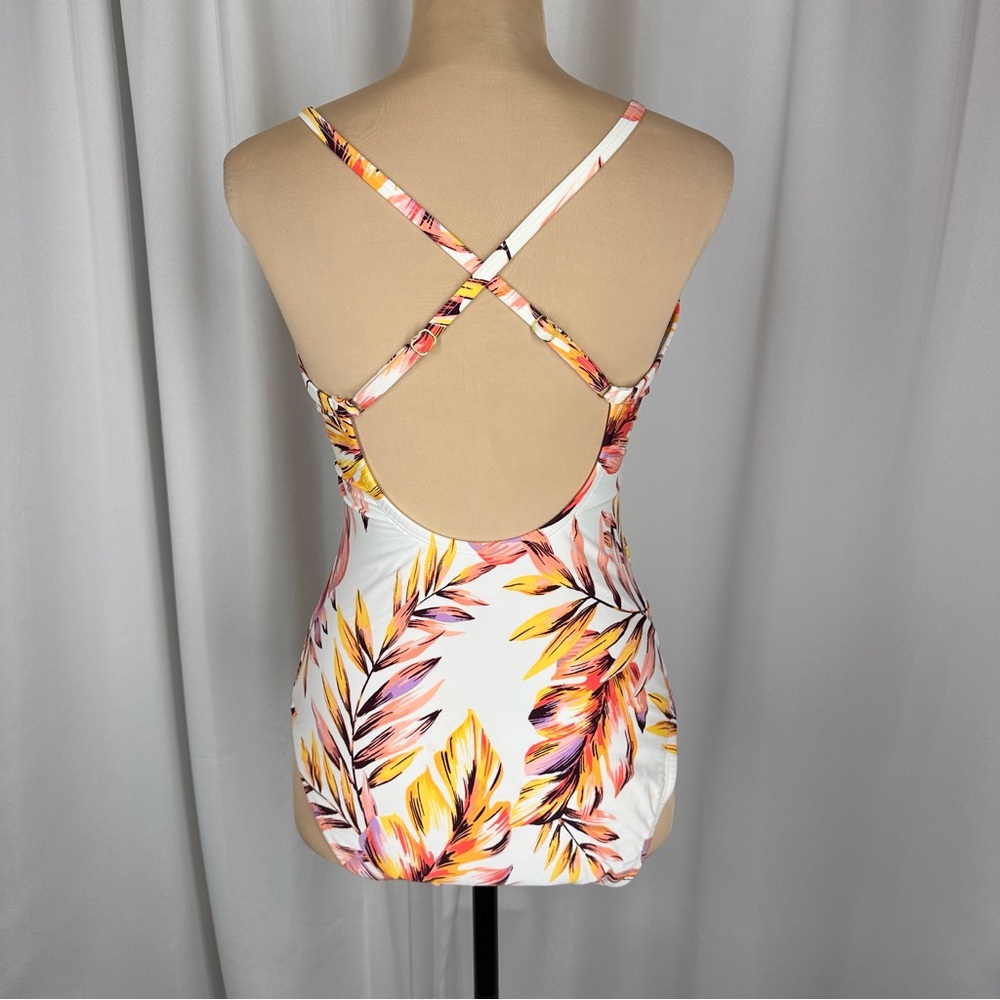 Kona Sol One Piece Swimsuit Womens Size Medium White Floral Swimsuit Adjustable - Picture 4 of 15